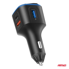 FM-transmitter med 1 USB-A-port og 2 USB-C-porte