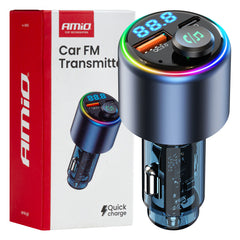FM-sender med Bluetooth, USB-A og USB-C til bilen