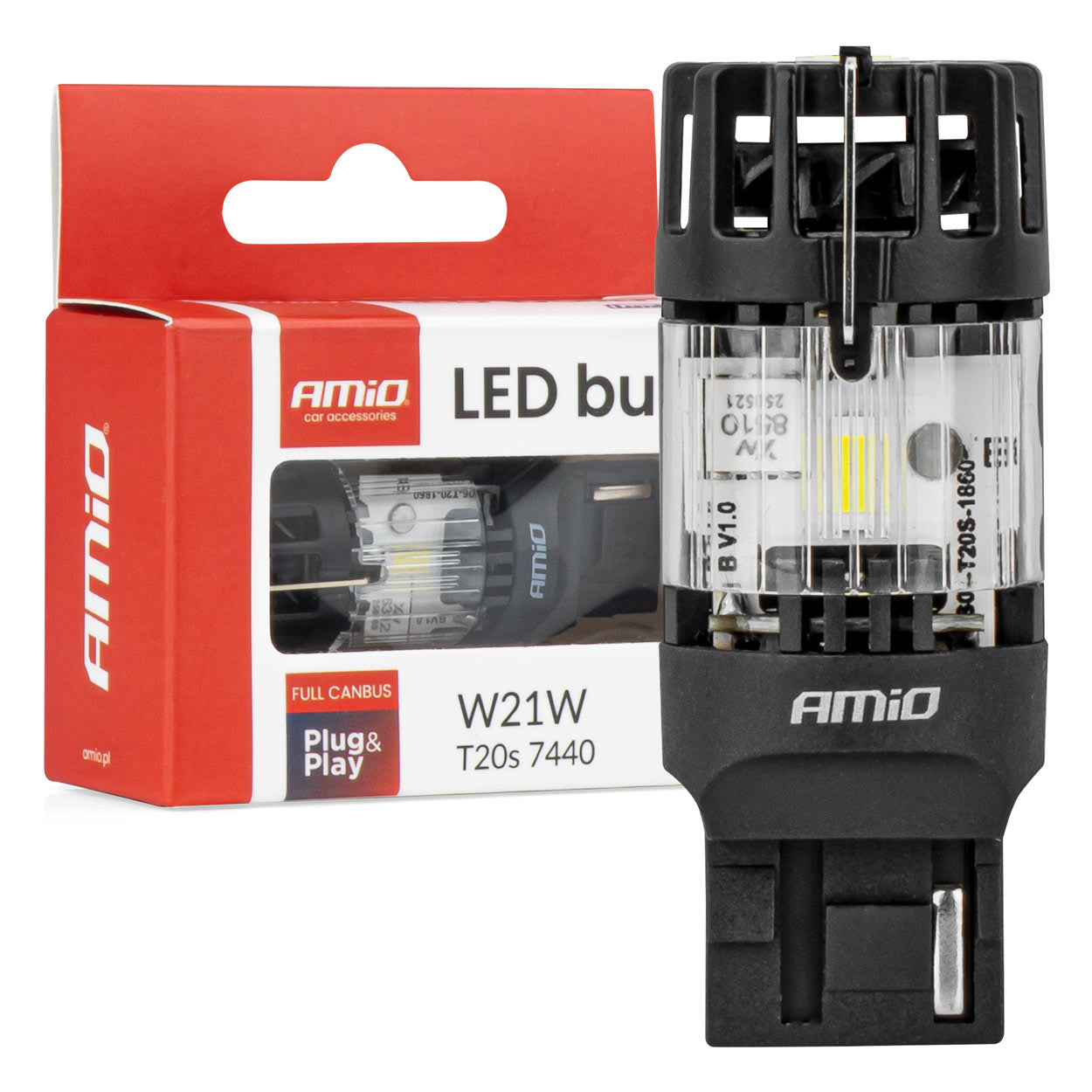LED-pære T20S 7440 W21W med FULL CANBUS og hvidt lys