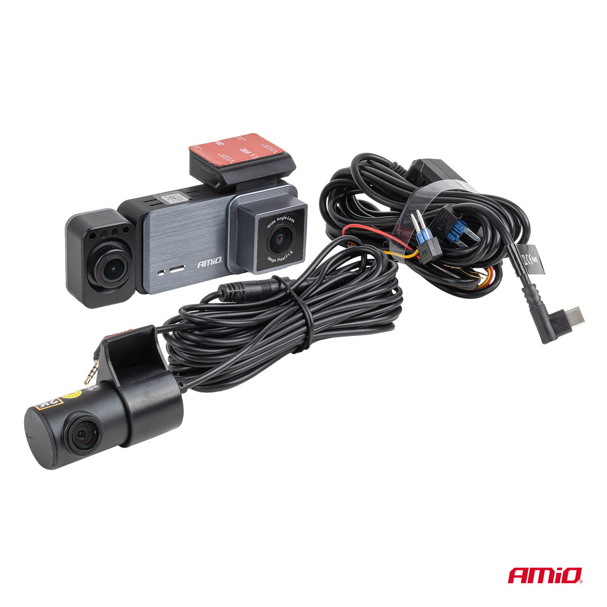 Dashcam med tre kameraer og Wi‑Fi