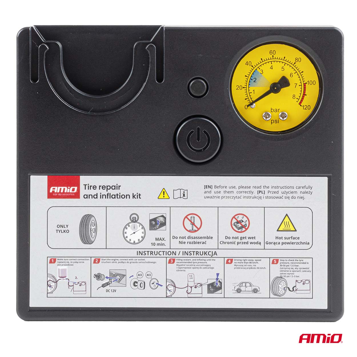 Compresseur 12V avec manomètre pour pneus de voiture