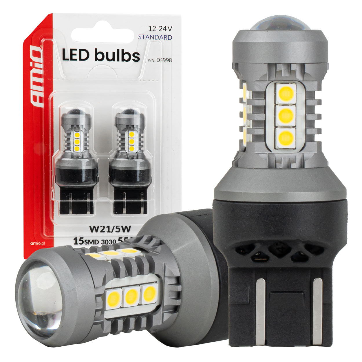 LED-pære 7443 W21/5W med 15 SMD 3030 LED'er