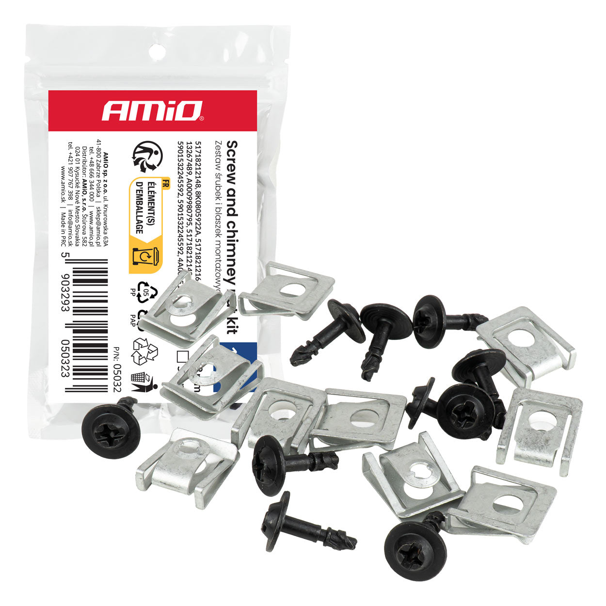 Kit de vis et clips de montage avec 10 vis et plaques de fixation