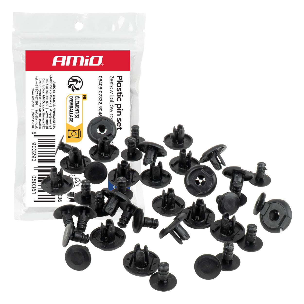 Lot de 20 clips d’expansion en plastique, 10 mm de long et 6,5 mm de diamètre