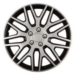 Enjoliveur de roue Versaco Dakar NC 14 pouces en argent et noir avec écrous chromés