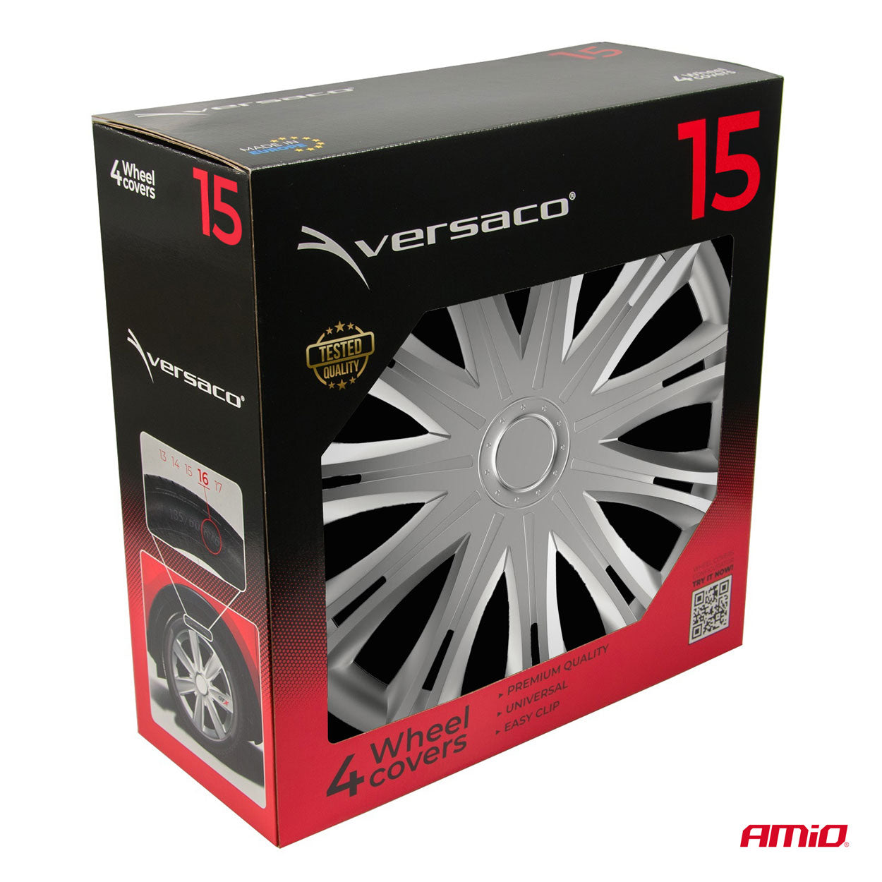 Enjoliveurs Versaco Spark argent pour jantes en tôle 15 pouces