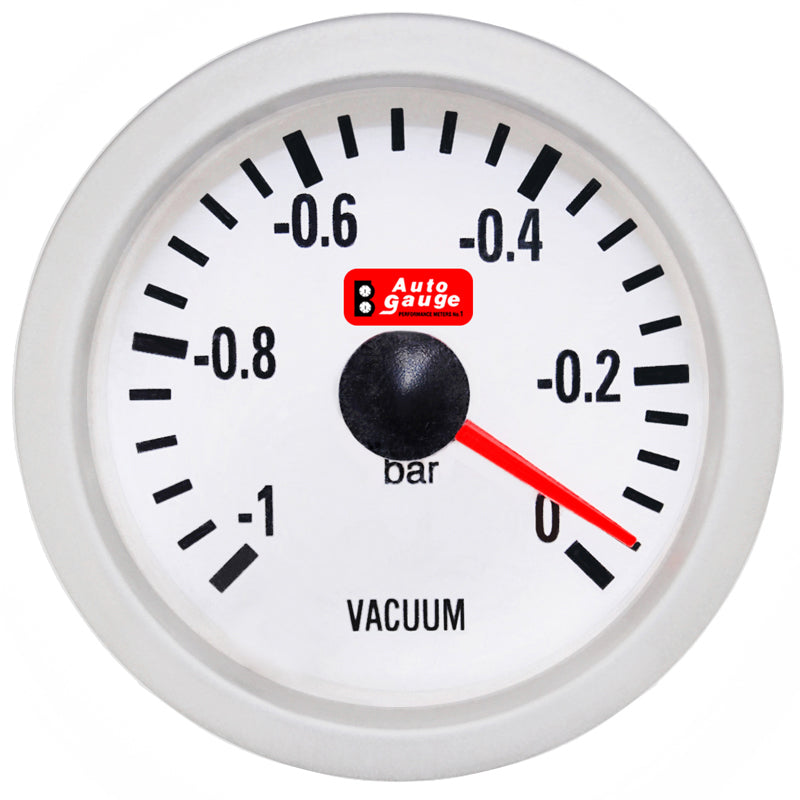 Manomètre de dépression blanc 2" Auto Gauge