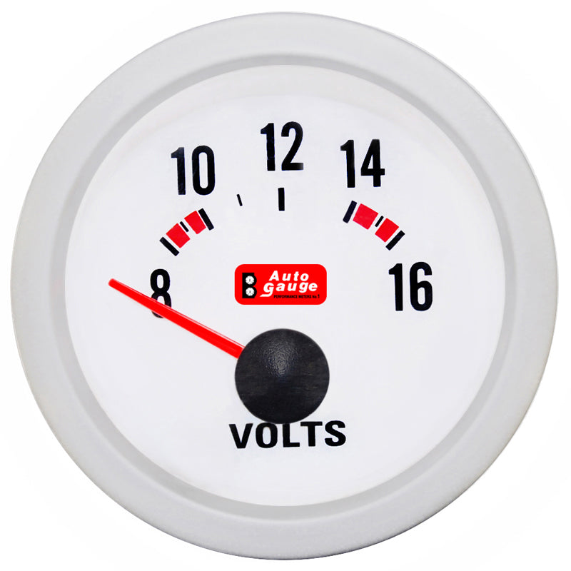Voltmètre blanc 2 pouces Auto Gauge