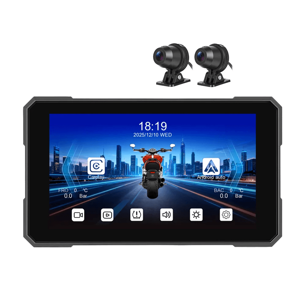 <h2>Écran moto 5” avec Apple CarPlay, Android Auto, AirPlay, DVR et TPMS</h2> 