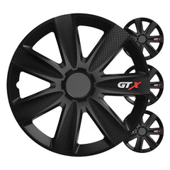 Sæt med fire GTX-navkapsler i 14 tommer sort carbon