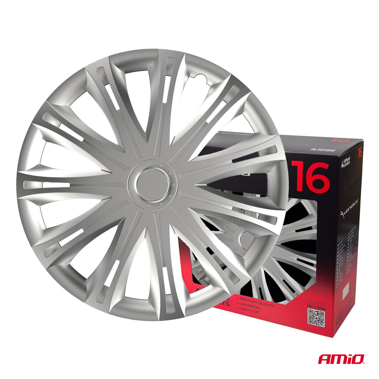 Sæt med 4 sølvfarvede hjulkapsler Spark 16 tommer