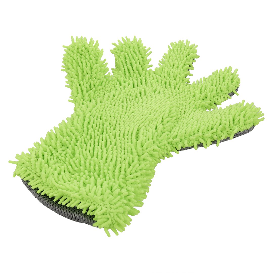 Gant de lavage en microfibre avec doigts chenille et maille