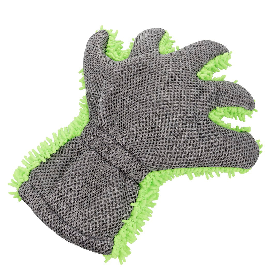 Gant de lavage en microfibre avec doigts chenille et maille