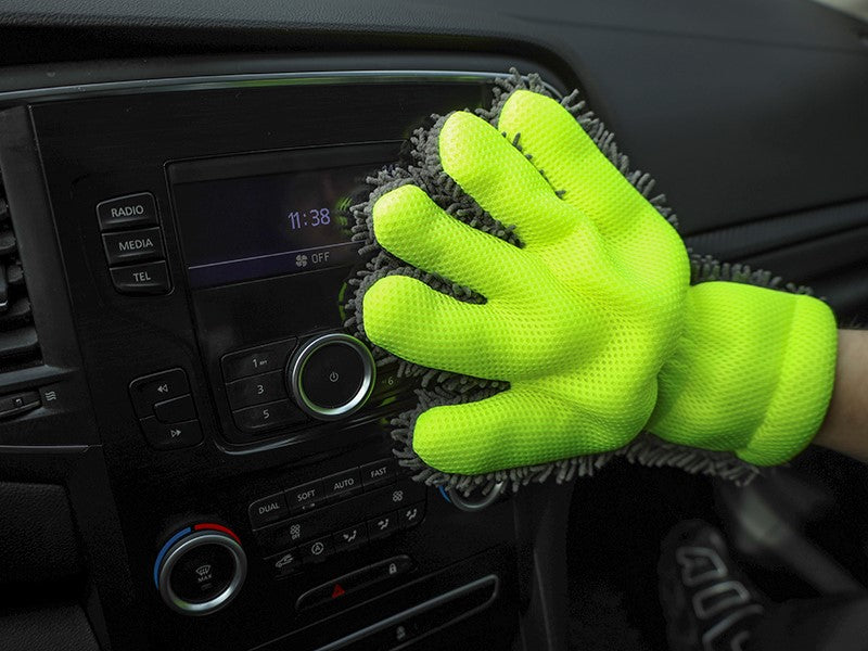 Gant de lavage avec maille et doigts chenille