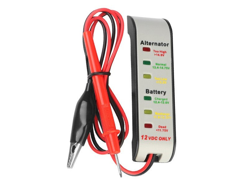 Testeur de batterie et d’alternateur 12V avec pince crocodile et sonde
