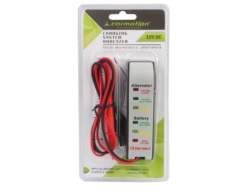 Testeur de batterie et d’alternateur 12V CARMOTION avec indicateurs LED