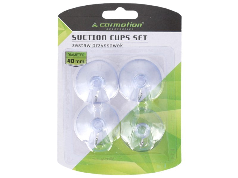Ventouses avec crochets en finition transparente, 40 mm