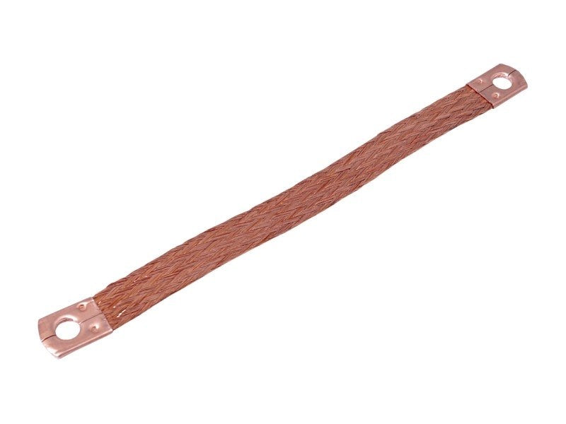 Tresse de masse 220 mm en cuivre avec œillets aux deux extrémités