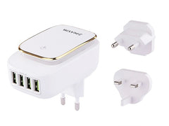 Chargeur de voyage WAYME avec 4 ports USB-A, éclairage LED et prises EU, UK et USA