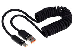 Câble de charge USB-C WAYME noir au design spiralé, 50 à 180 cm