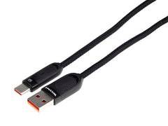 Câble USB vers USB-C avec gaine tressée en microfibre et forme spiralée