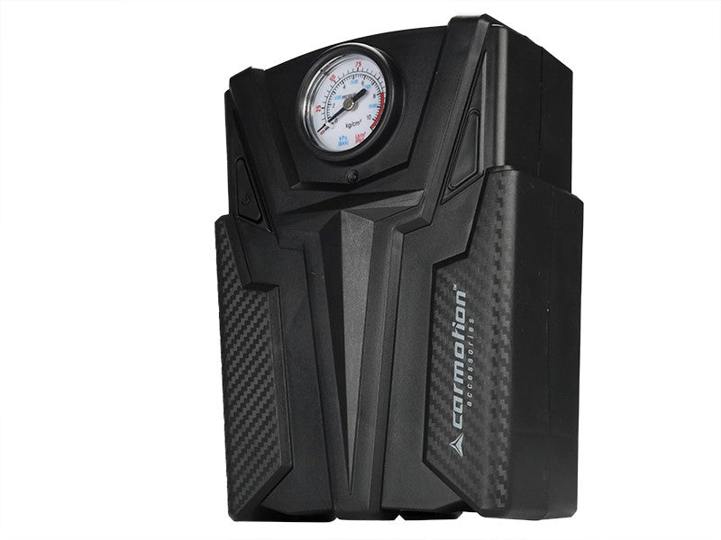 Compresseur d’air 12V avec flexible et rangement intégré pour adaptateurs