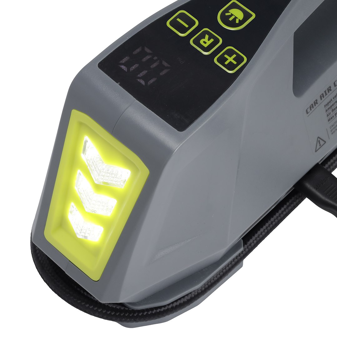 Compresseur d’air compact 12V et 230V avec lampe torche LED