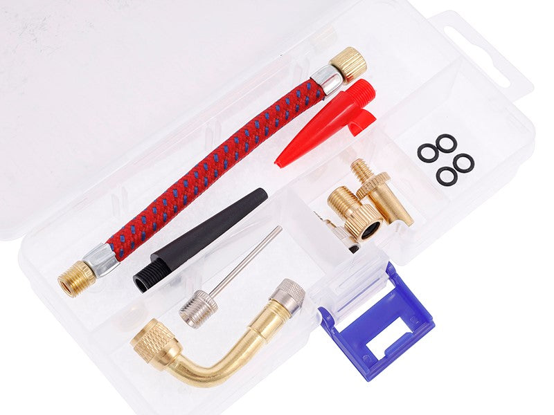 Kit d’adaptateurs de valve avec adaptateurs, aiguille et rallonges