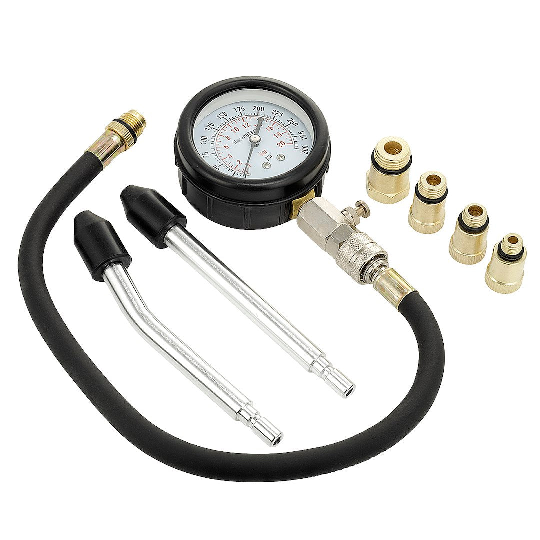 Testeur de compression pour moteur essence dans un coffret de rangement pratique