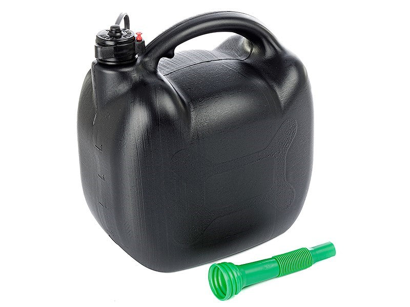 Jerrycan en plastique 10 l ovale noire avec bouchon