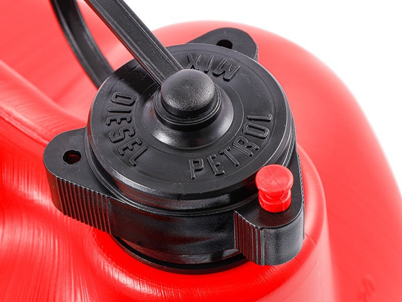 Jerrycan d’essence en plastique 20 litres ovale rouge avec bouchon et entonnoir