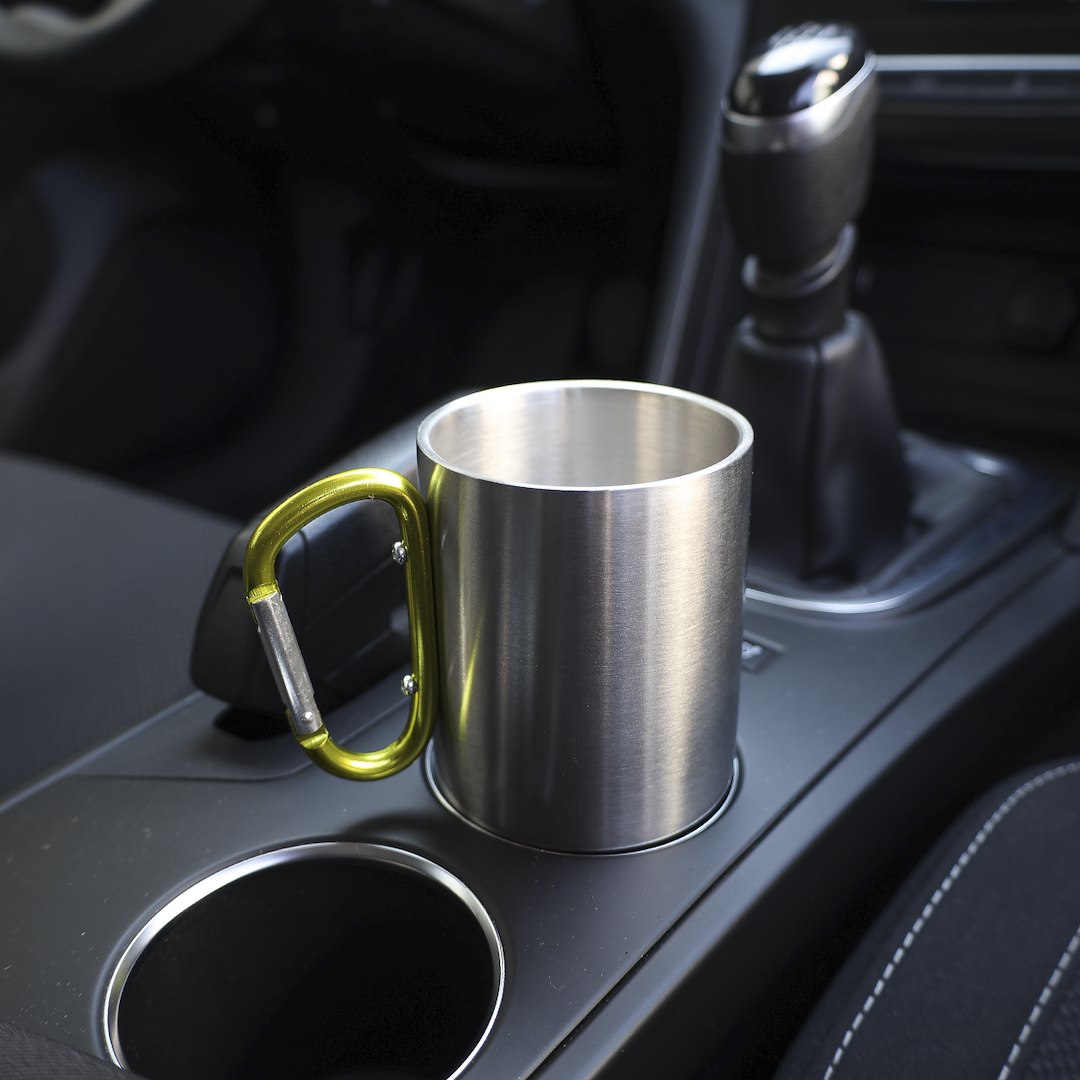 Mug en acier 300 ml avec mousqueton intégré à la poignée