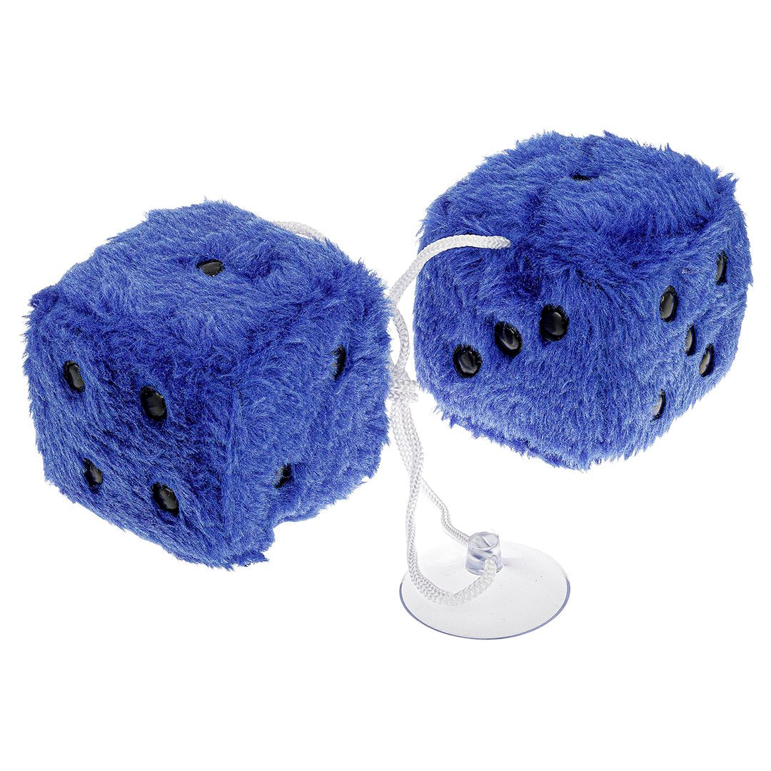 Dés en peluche bleus pour voiture 60x60 mm