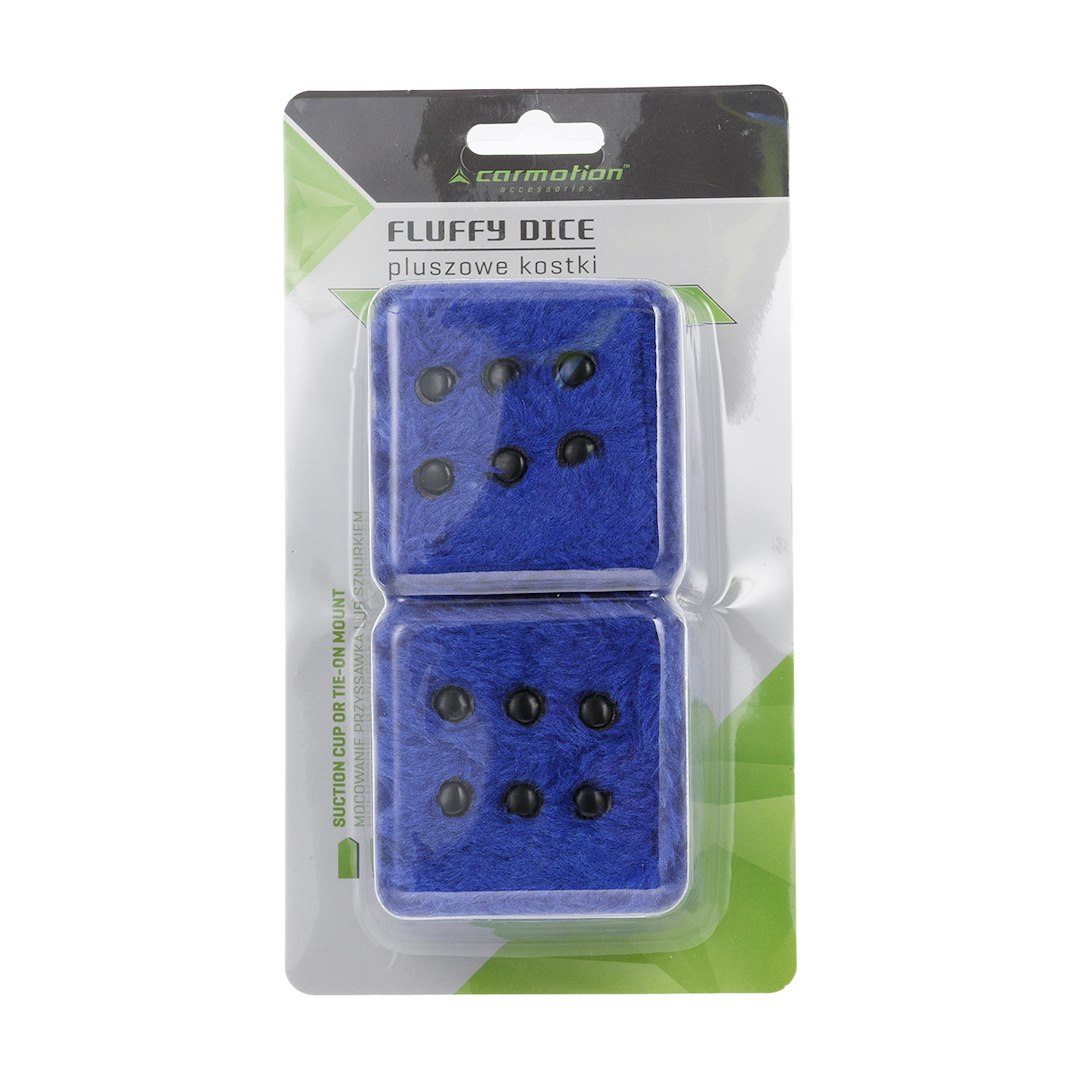 Dés en peluche bleus pour voiture avec corde de suspension