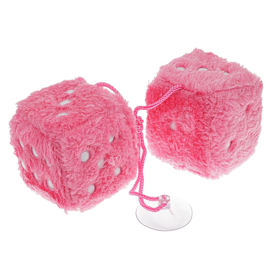 Dés en peluche rose pour voiture 60x60 mm