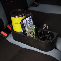 Porte-gobelet et organisateur de voiture noir avec espace pour tasses et bouteilles