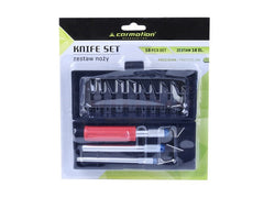 Set de couteaux de précision avec manche, lames et boîtier en plastique