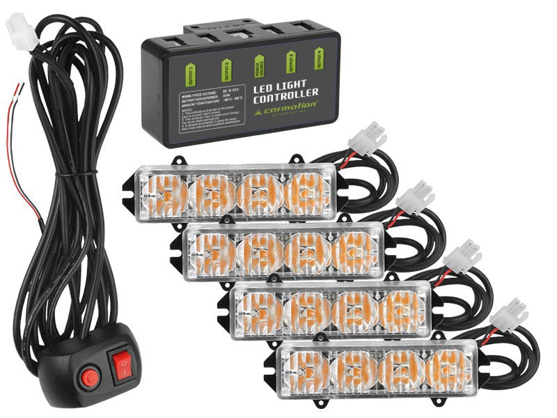 Feux d’avertissement CARMOTION 12V 16W, lot de 4 avec télécommande