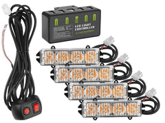 Feux d’avertissement CARMOTION 12V 16W, lot de 4 avec télécommande