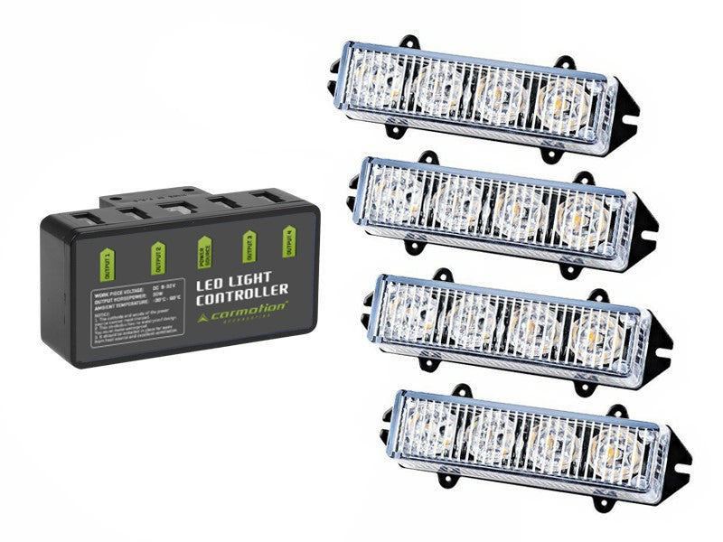 Lot de 4 feux d’avertissement orange pour véhicules 12V