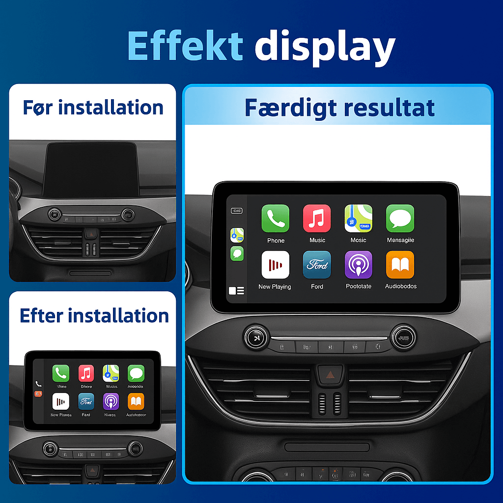 Ford Focus 19-22 - Autoradio 12,3" avec Apple CarPlay et Android Auto - Rendu de l’écran avant et après installation