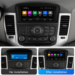 Chevrolet Cruze 09-14 - autoradio 7" avec Apple CarPlay et Android Auto, comparaison de l’installation avant/après