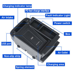 Honda CR-V 2017-2022 Chargeur sans fil avec rangement d’accoudoir et charge rapide 15W 