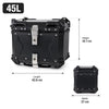 Top case moto 45L – coffre de rangement étanche avec plaque de montage 