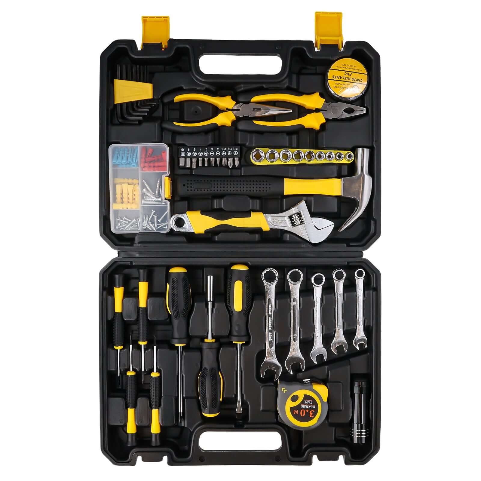 Gereedschapsset met 88 delen in koffer, netjes opgeborgen in een praktische en robuuste koffer, perfect voor klussen en reparaties in huis.