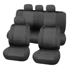 Housses de siège Carpoint – kit complet Paris, 9 pièces, noir/gris 