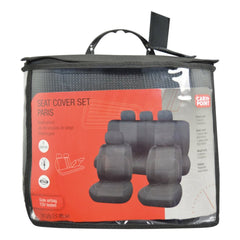 Housses de siège Carpoint – kit complet Paris, 9 pièces, noir/gris 