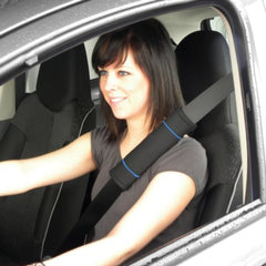 Carpoint housse de volant en cuir véritable Classic noir/bleu 