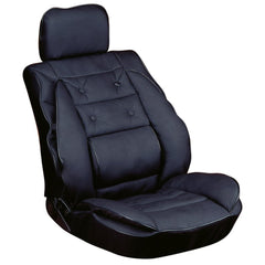 Coussin de siège Carpoint avec soutien lombaire, aspect cuir, noir 