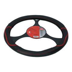 Couvre-volant Carpoint en similicuir PU, noir avec détails rouges, 37-39 cm 